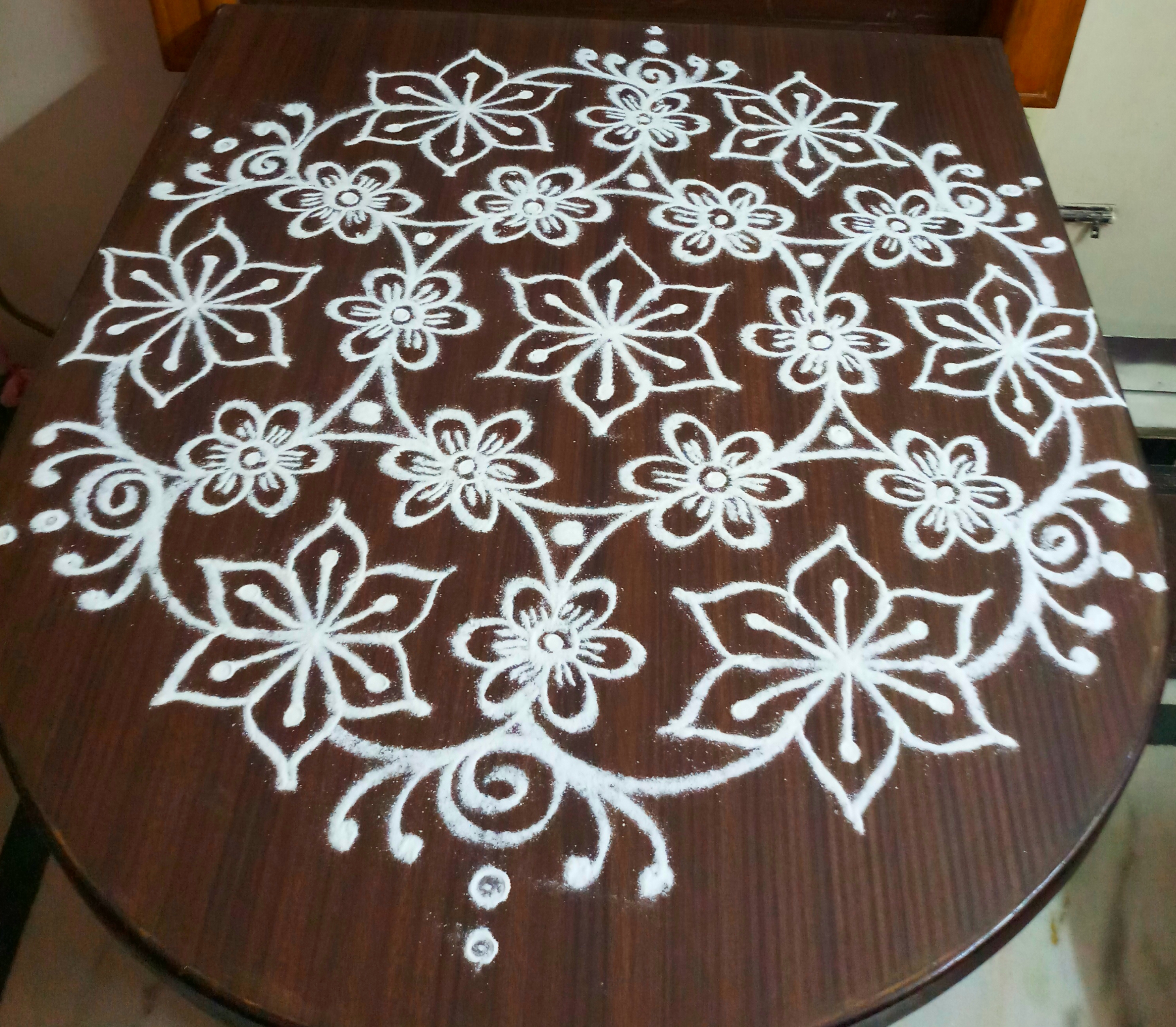 Flower kolam with 15 dots