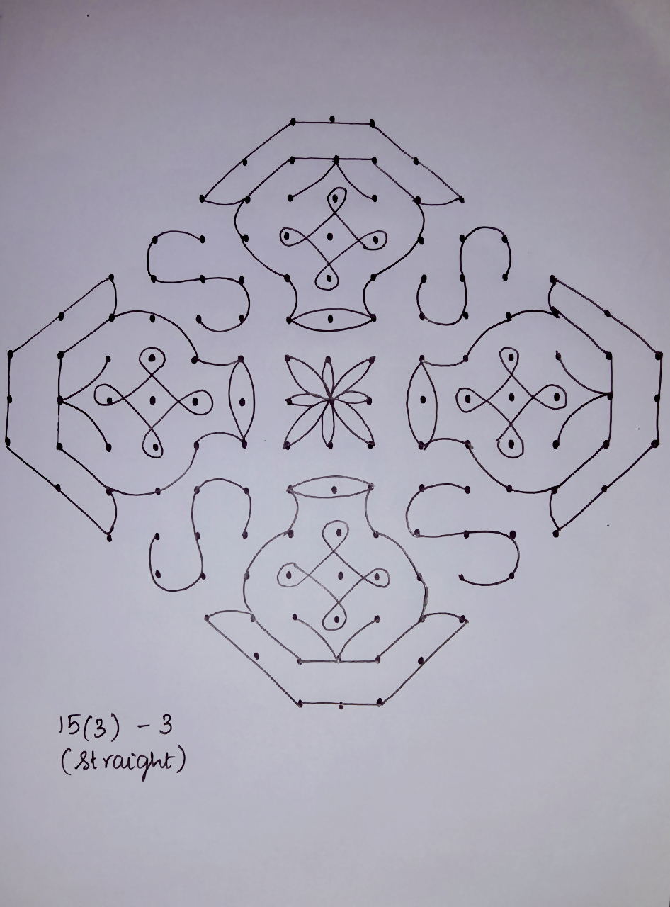 Pot Kolam in 15 dots – Kolams of India