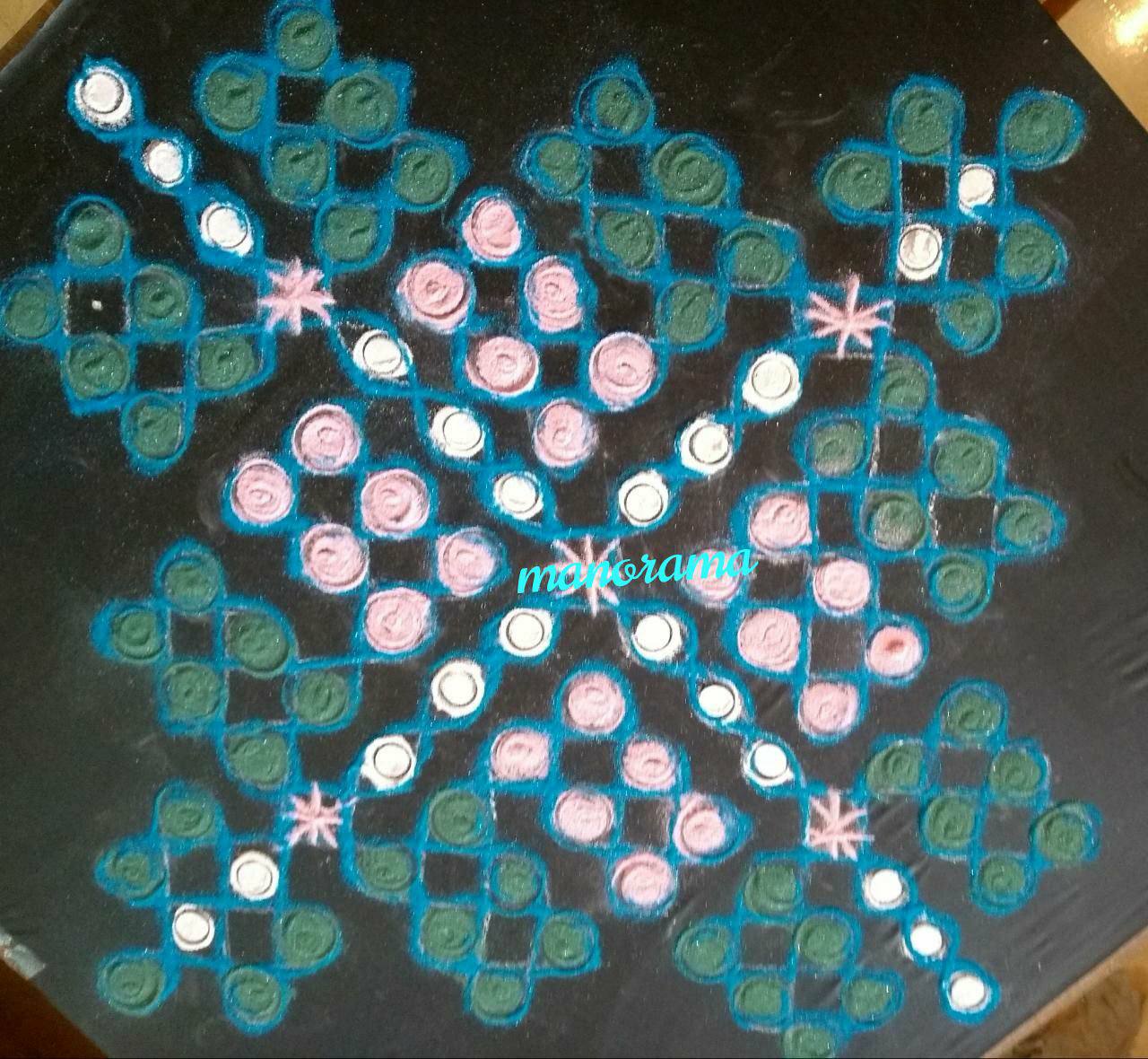 Chikku kolam with 15 dots
