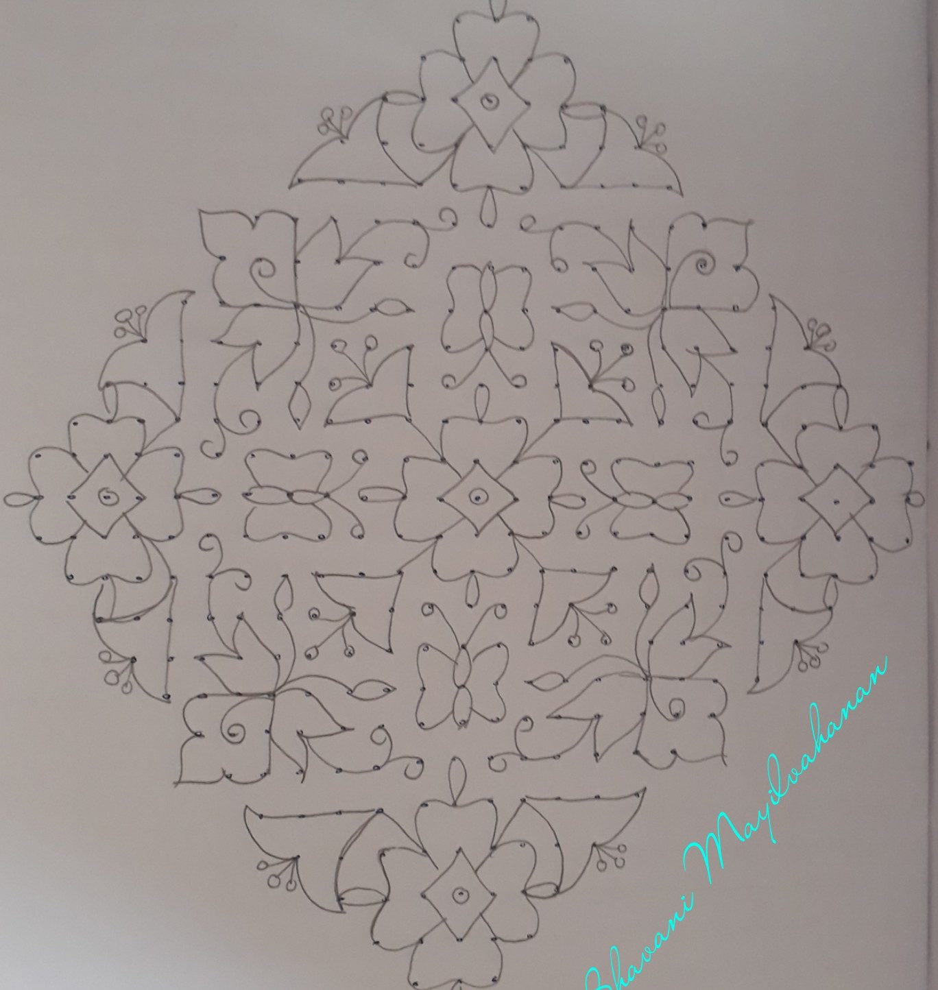 CONTEST KOLAM || Flower and Butterfly kolam with 25 dots