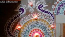 Colour Peacock Rangoli, Mayil Kolam, Shasti Kolam