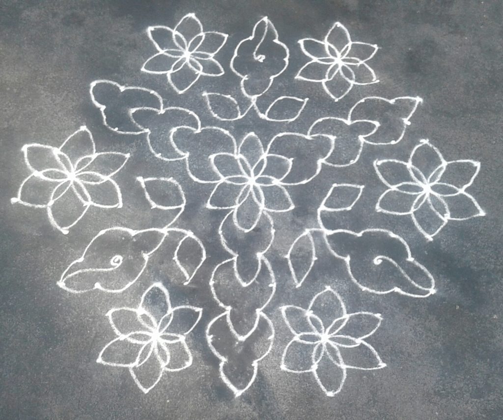 15 Dots Flowers Kolam For Contest 15 Dots Kolam Kolams Of India