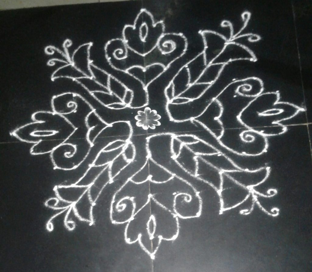 15 dots line kolam for contest – Kolams of India