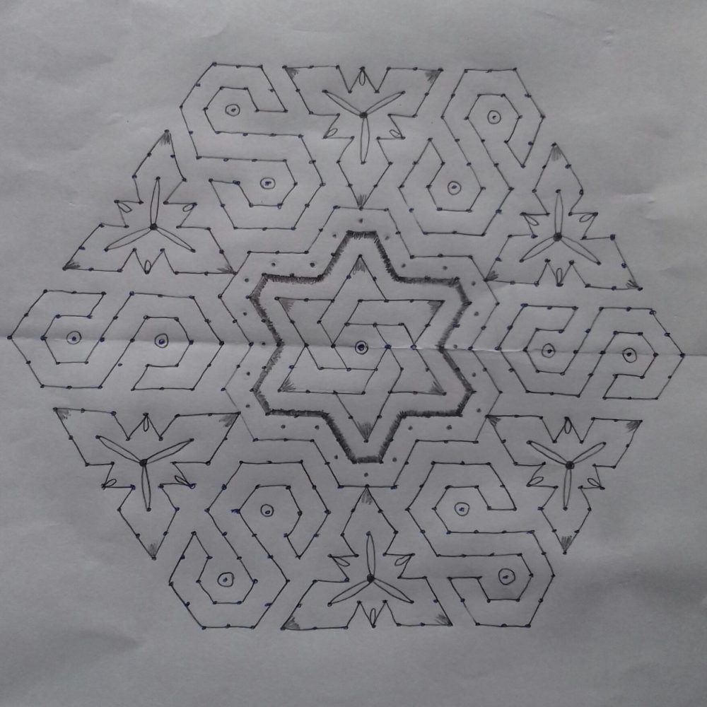 Simple S kolam || 25 dots kolam for contest