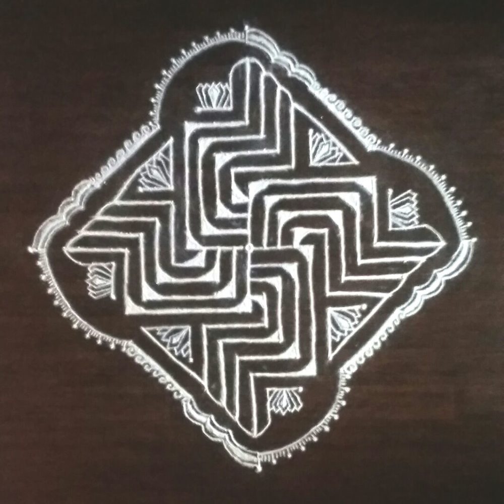 25 dots swasthik with lotus kolam || contest Kolam