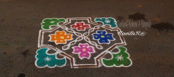 Colour Kolam ||12 Dots Design Kolam