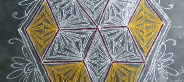 21 Dots Flower kolam || 6 Petalled Flower Kolam