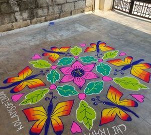 21 Dots Flower and Butterfly Kolam for contest