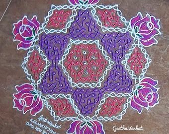 21 dots sikku kolam for Tamil New Year Kolam Contest || 21-11 Dots Chikku Kolam