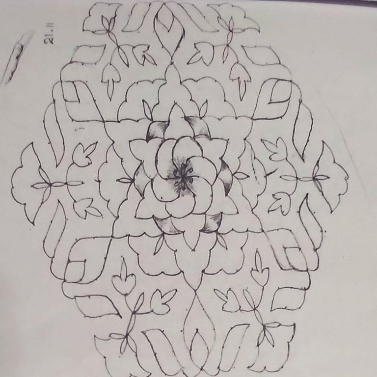 Simple design line kolam Pencil Sketch - Tamil New Year Contest