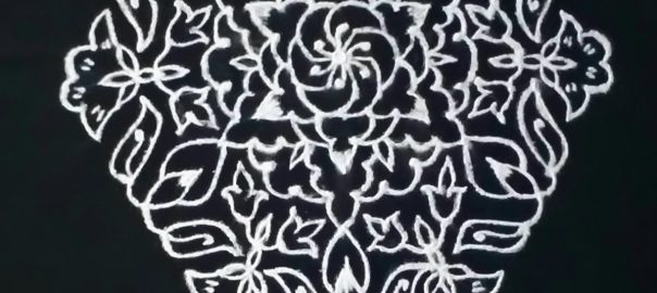 Simple Design Line Kolam – Tamil New Year Contest || 21 Dots Flower Kolam