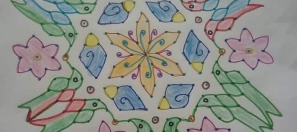Parrot and sangu kolam || Conch kolam || 19 dots Line Kolam