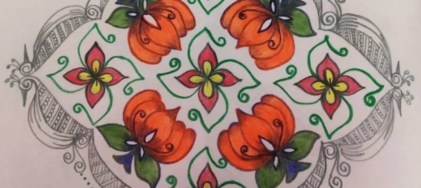 Lotus kolam || coloured Thamarai Kolam