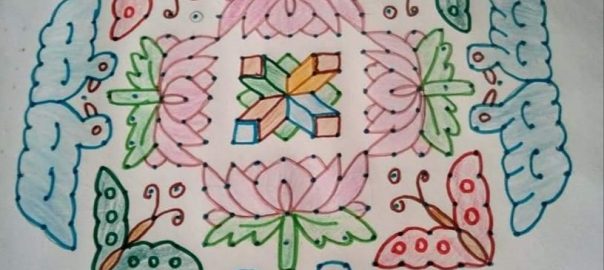 21 dots Lotus butterfly swan kolam