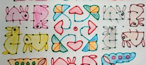 21 dots Big  Kolam || Rabbit butterfly kolam