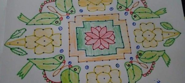 25 dots Kolam || Sunflower parrot kolam
