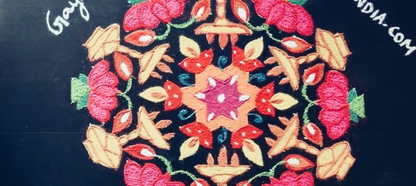 21 -11 dots- lotus with lamps kolam