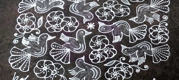21 Dots Flowers and Birds Kolam