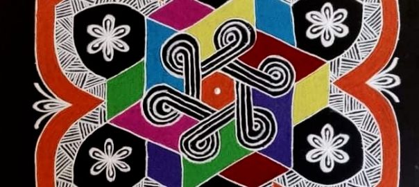 21 Dots Graceful Flower Kolam || 21-11 Flower Kolam for contest