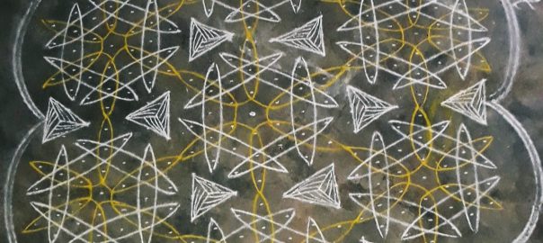 21 Dots sikku kolam with Triangular elements