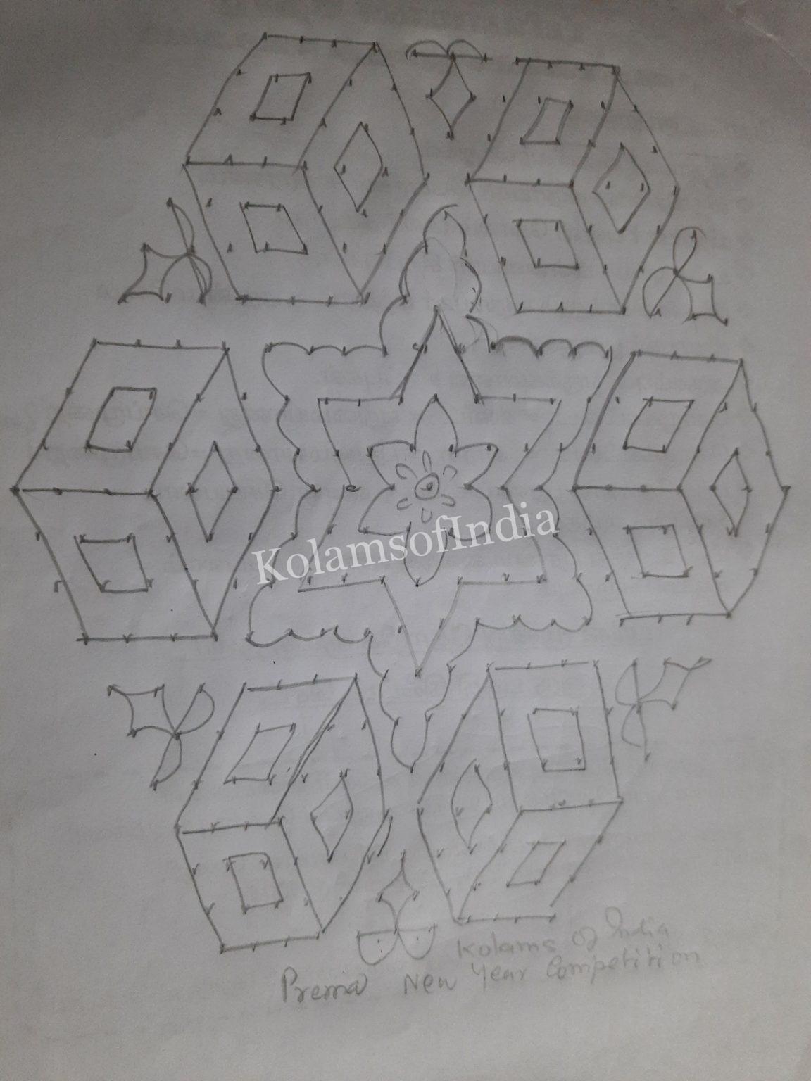 21 dots contest kolam || 21-11 Dots Star Kolam – Kolams of India