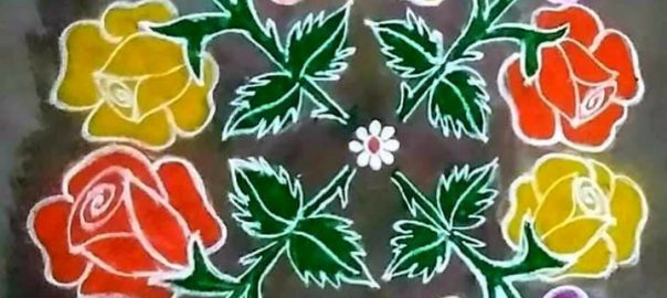 Rose Kolam || colour Kolam