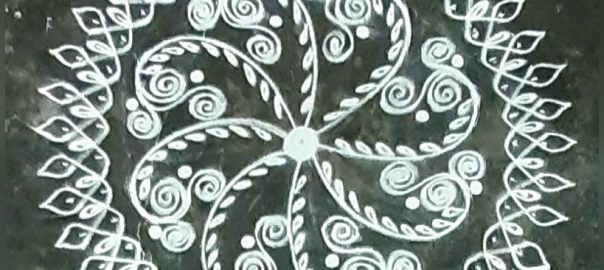 Freehand rangoli || Circle Kolam in White