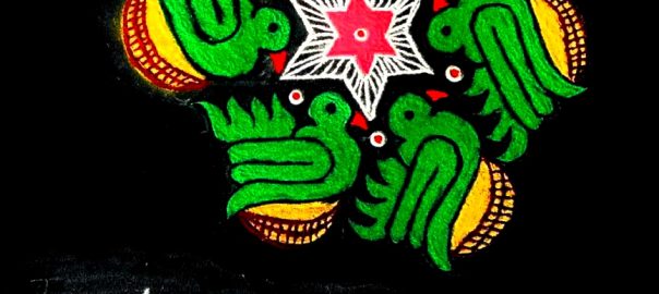 21 Dots Parrots Lamp Baskets kolam || Ugadhi Kolam