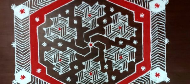 21 dots Line Kolam for contest || 21-11 Flower kolam