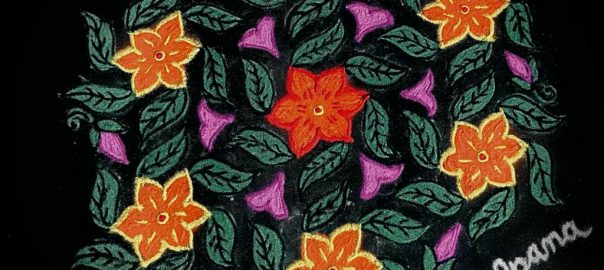 21 Dots Flowers and leaves kolam || 21-11 Dots Tamil New year kolam