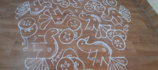 21 dots contest kolam || Birds and Flowers Kolam